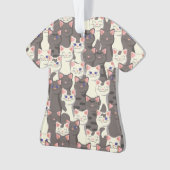 白猫と白猫の柄 オーナメント (正面)