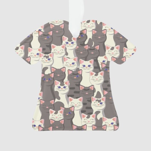 白猫と白猫の柄 オーナメント (正面)