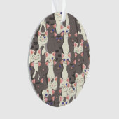 白猫と白猫の柄 オーナメント (正面)