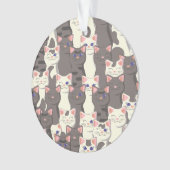 白猫と白猫の柄 オーナメント (正面)