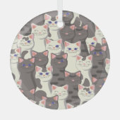 白猫と白猫の柄 ガラスオーナメント (正面)