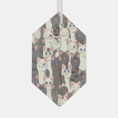 白猫と白猫の柄 ガラスオーナメント (正面右)