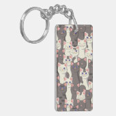 白猫と白猫の柄 キーホルダー (正面左)