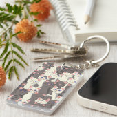 白猫と白猫の柄 キーホルダー (正面右)