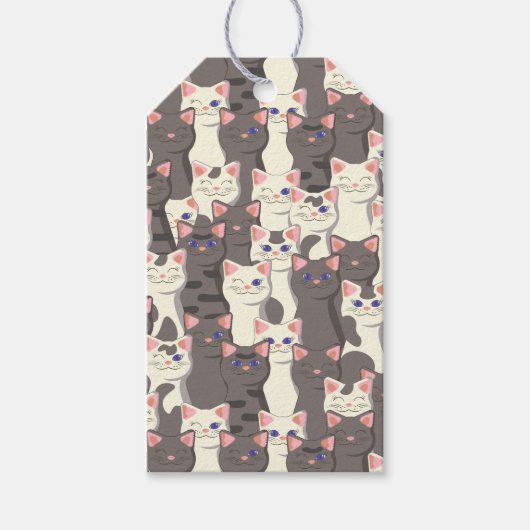 白猫と白猫の柄 ギフトタグ (正面)