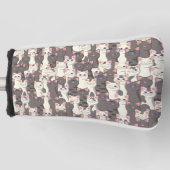 白猫と白猫の柄 ゴルフヘッドカバー (正面)