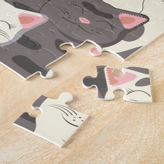 白猫と白猫の柄 ジグソーパズル (側面)