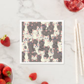 白猫と白猫の柄 スタンダードカクテルナプキン (インサイチュ)