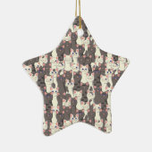 白猫と白猫の柄 セラミックオーナメント (右)