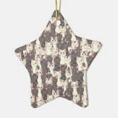 白猫と白猫の柄 セラミックオーナメント (左)