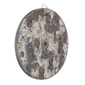 白猫と白猫の柄 ダーツボード (正面左)