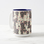 白猫と白猫の柄 ツートーンマグカップ (正面左)