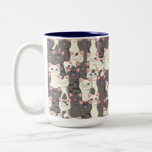 白猫と白猫の柄 ツートーンマグカップ (左)