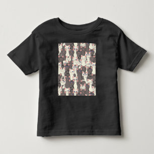 白猫と白猫の柄 トドラーTシャツ