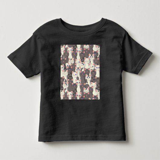 白猫と白猫の柄 トドラーTシャツ (正面)