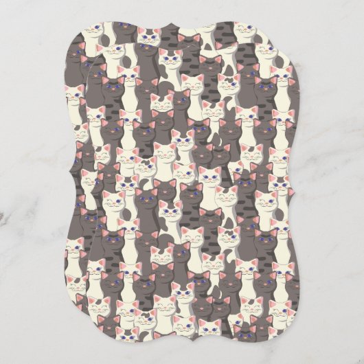 白猫と白猫の柄 ノートカード