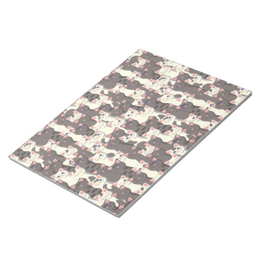 白猫と白猫の柄 ノートパッド (アングル)