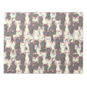 白猫と白猫の柄 ノートパッド (正面)