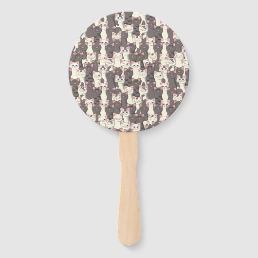 白猫と白猫の柄 ハンドファン (裏面)