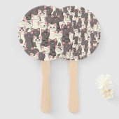 白猫と白猫の柄 ハンドファン (正面&裏面)