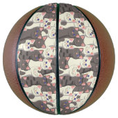 白猫と白猫の柄 バスケットボール (縦)