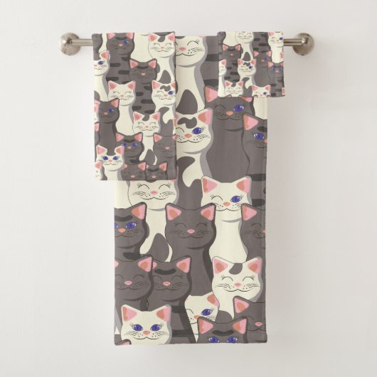 白猫と白猫の柄 バスタオルセット (インサイチュ)