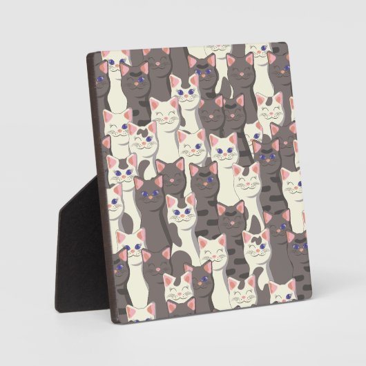 白猫と白猫の柄 フォトプラーク (正面)