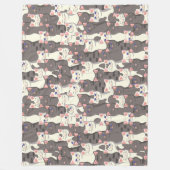 白猫と白猫の柄 フリースブランケット (正面)