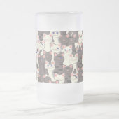 白猫と白猫の柄 フロストグラスビールジョッキ (中央)