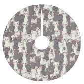 白猫と白猫の柄 ブラッシュドポリエステルツリースカート (正面)