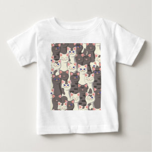 白猫と白猫の柄 ベビーTシャツ