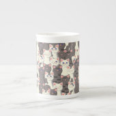 白猫と白猫の柄 ボーンチャイナマグカップ (正面)