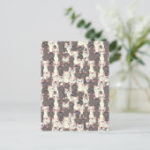 白猫と白猫の柄 ポストカード (スタンド正面)