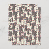 白猫と白猫の柄 ポストカード (正面/裏面)