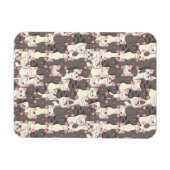 白猫と白猫の柄 マグネット (横)