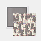 白猫と白猫の柄 マグネット (正面/裏面)