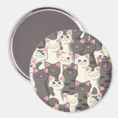 白猫と白猫の柄 マグネット (正面/裏面)