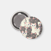 白猫と白猫の柄 マグネット (正面/裏面)