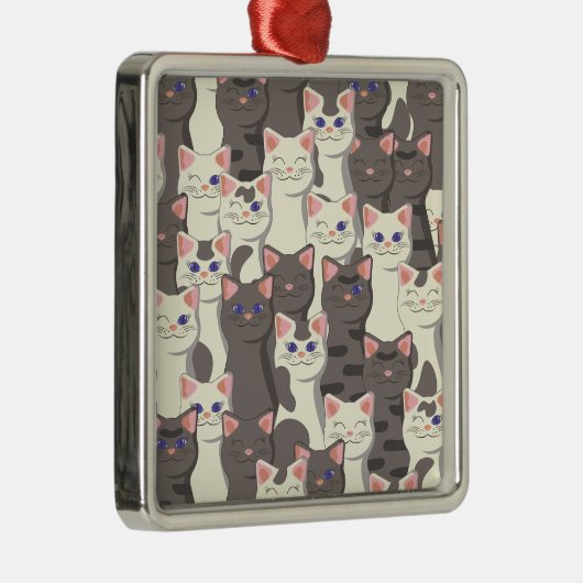 白猫と白猫の柄 メタルオーナメント (右)