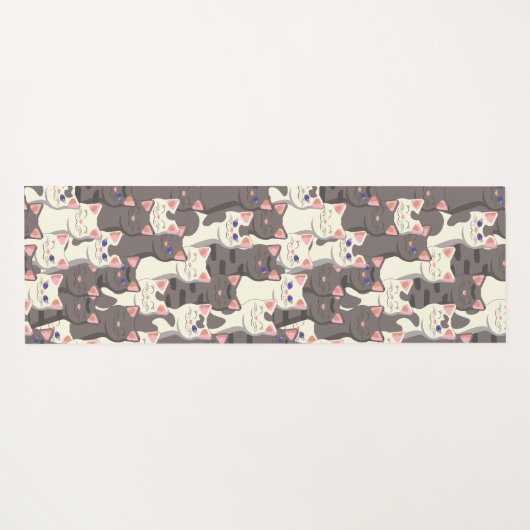 白猫と白猫の柄 ヨガマット (裏面(横))