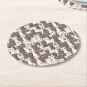 白猫と白猫の柄 ラウンドペーパーコースター (アングル)