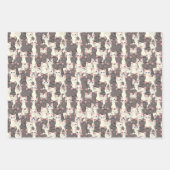 白猫と白猫の柄 ラッピングペーパーシート (正面3)