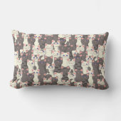 白猫と白猫の柄 ランバークッション (正面)