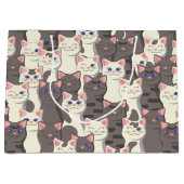 白猫と白猫の柄 ラージペーパーバッグ (正面)