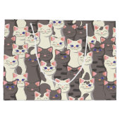 白猫と白猫の柄 ラージペーパーバッグ (裏面)