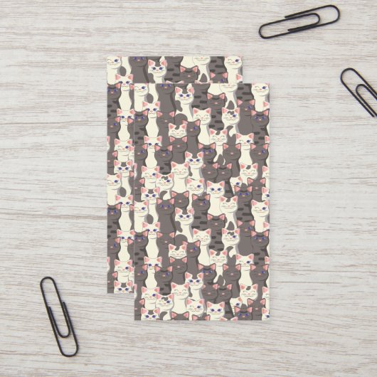 白猫と白猫の柄 名刺 (正面/裏面インサイチュ)