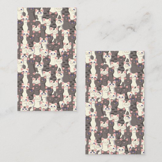 白猫と白猫の柄 名刺 (正面/裏面)