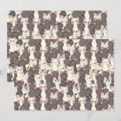 白猫と白猫の柄 案内状 (正面/裏面)