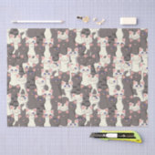 白猫と白猫の柄 薄葉紙 (クラフト)