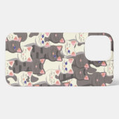 白猫と白猫の柄 iPhoneケース (裏面横)